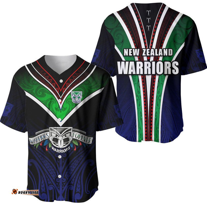 New Zealand Warriors Baseball Jersey Shirt The Warriors Special Maori Silver Fern Style