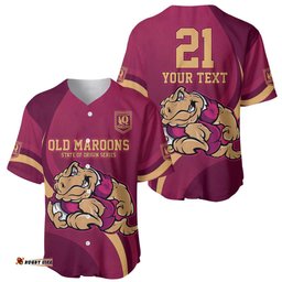 Custom QLD Maroons Cane Toad Baseball Jersey Shirt Queensland Origin No2