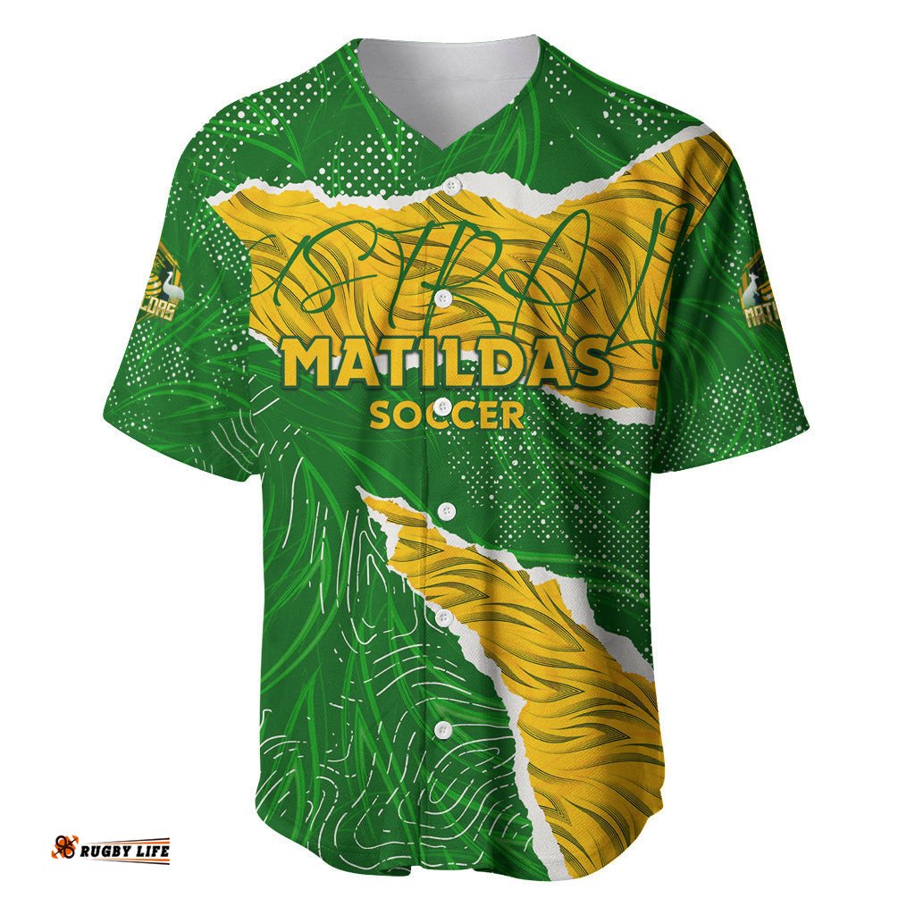 Personalised Matildas Baseball Jersey Shirt Australia Soccer Fingerprint