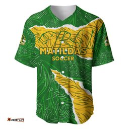 Personalised Matildas Baseball Jersey Shirt Australia Soccer Fingerprint