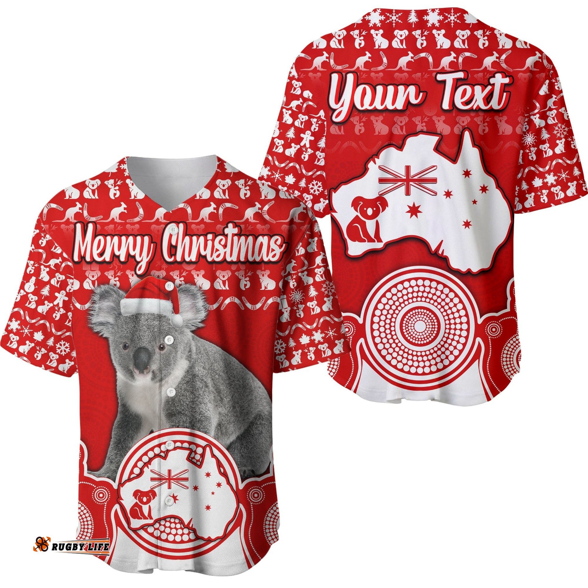Custom Personalised Australian Koala Christmas Vibe With Aboriginal Dot Painting Style No2 Baseball Jersey Shirt
