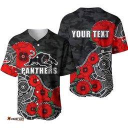 Custom Personalised Anzac Day NRL Panthers Army Mix Aboriginal Baseball Jersey Shirt