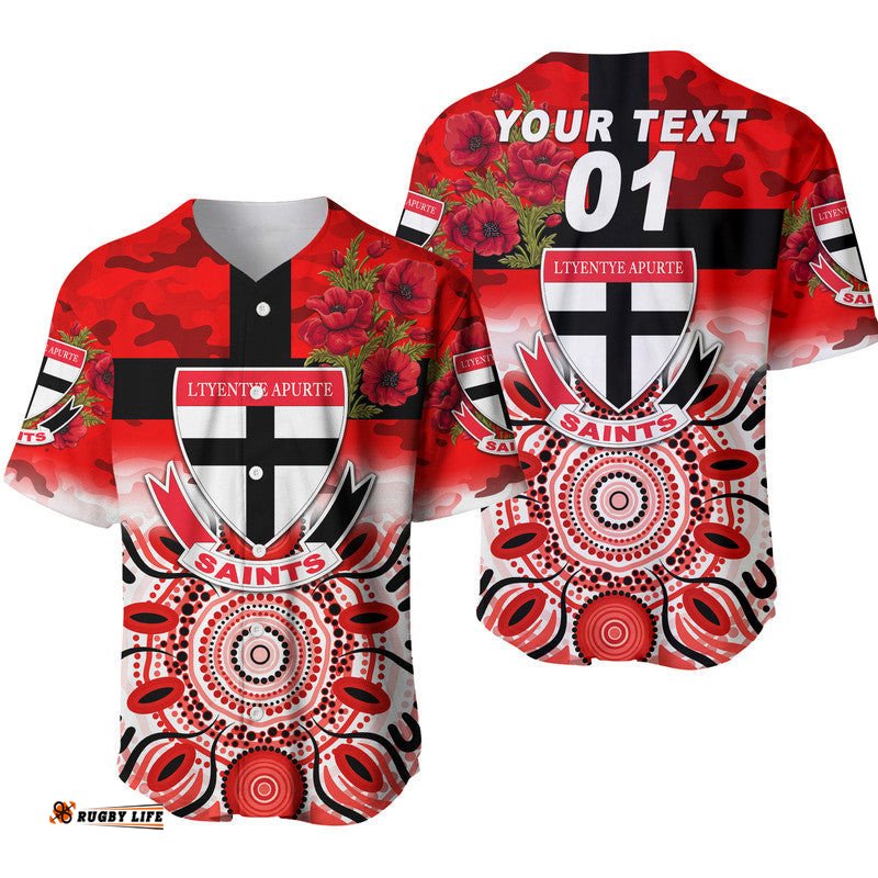 Custom Personalised Ltyentye Apurte ANZAC Baseball Jersey Shirt Indigenous Vibes Saints