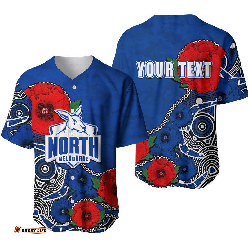 Custom Personalised Anzac Day AFL North Army Mix Aboriginal Baseball Jersey Shirt