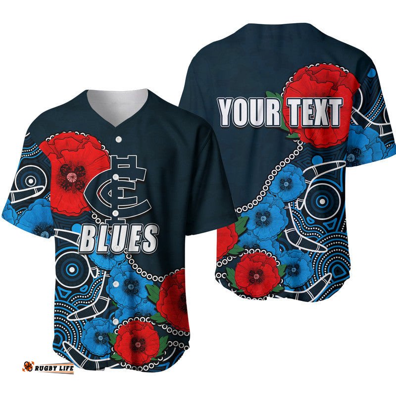 Custom Personalised Anzac Day AFL Blues Army Mix Aboriginal Baseball Jersey Shirt