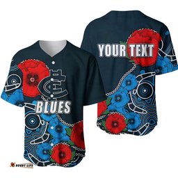 Custom Personalised Anzac Day AFL Blues Army Mix Aboriginal Baseball Jersey Shirt