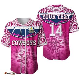 Custom Text And Number Cowboys Rugby Baseball Jersey Shirt Aboriginal Pattern Pink Version Ver.02