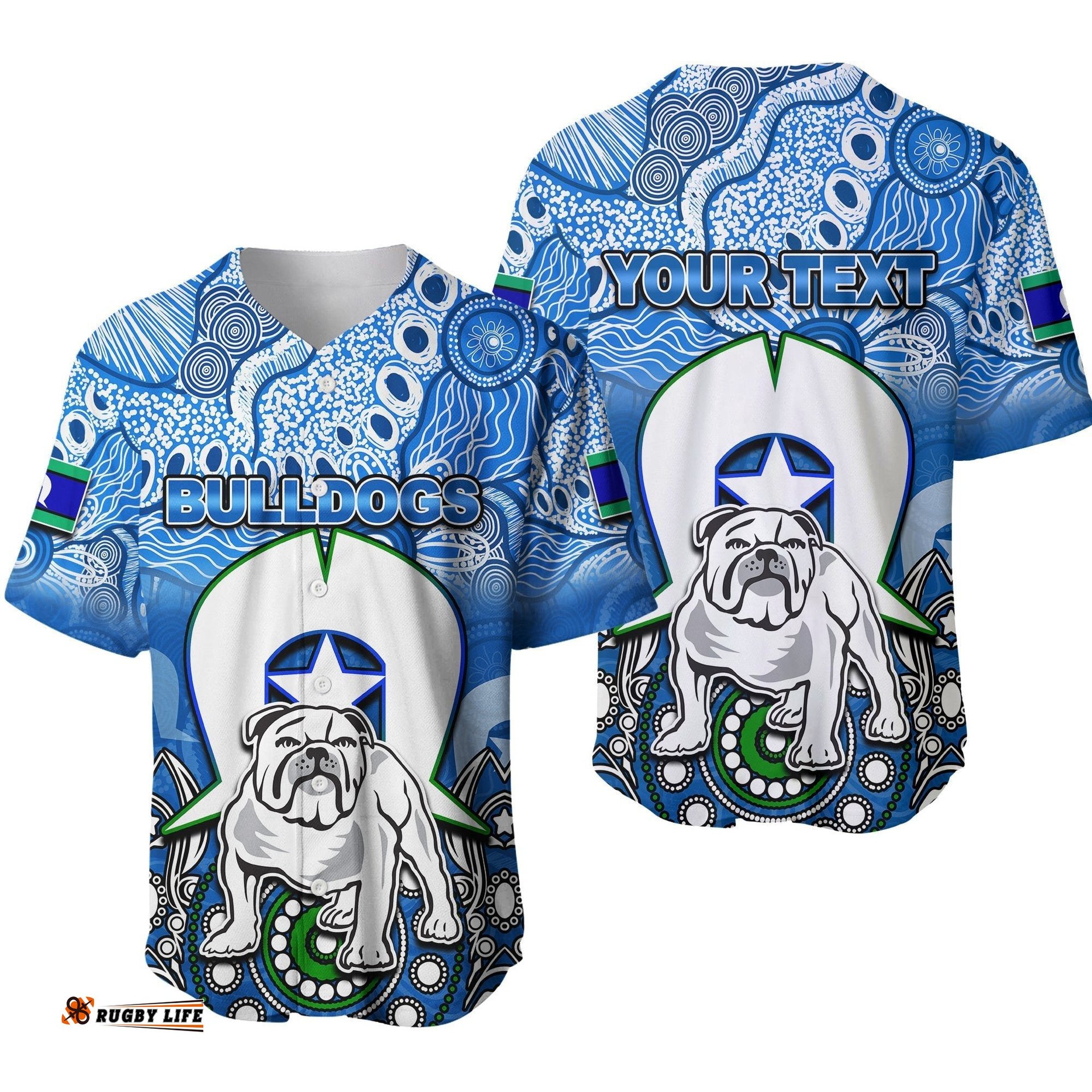 Custom Personalised Bulldogs Torres Strait Islanders Mix Aboriginal Baseball Jersey Shirt