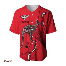 Custom Personalised Bombers Indigenous Baseball Jersey Shirt Essendon for Life Custom Text and Number