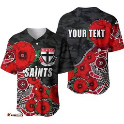 Custom Personalised Anzac Day AFL Saints Army Mix Aboriginal Baseball Jersey Shirt