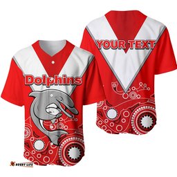 Custom Personalised Dolphins Rugby Aboriginal Baseball Jersey Shirt