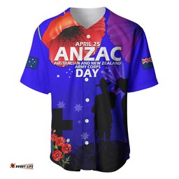 Custom Personalised Australia And New Zealand ANZAC Baseball Jersey Shirt Lest We Forget 02