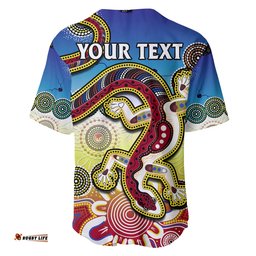 Custom Personalised Australia Baseball Jersey Shirt Indigenous Red Lizard Love Aussie Artsy