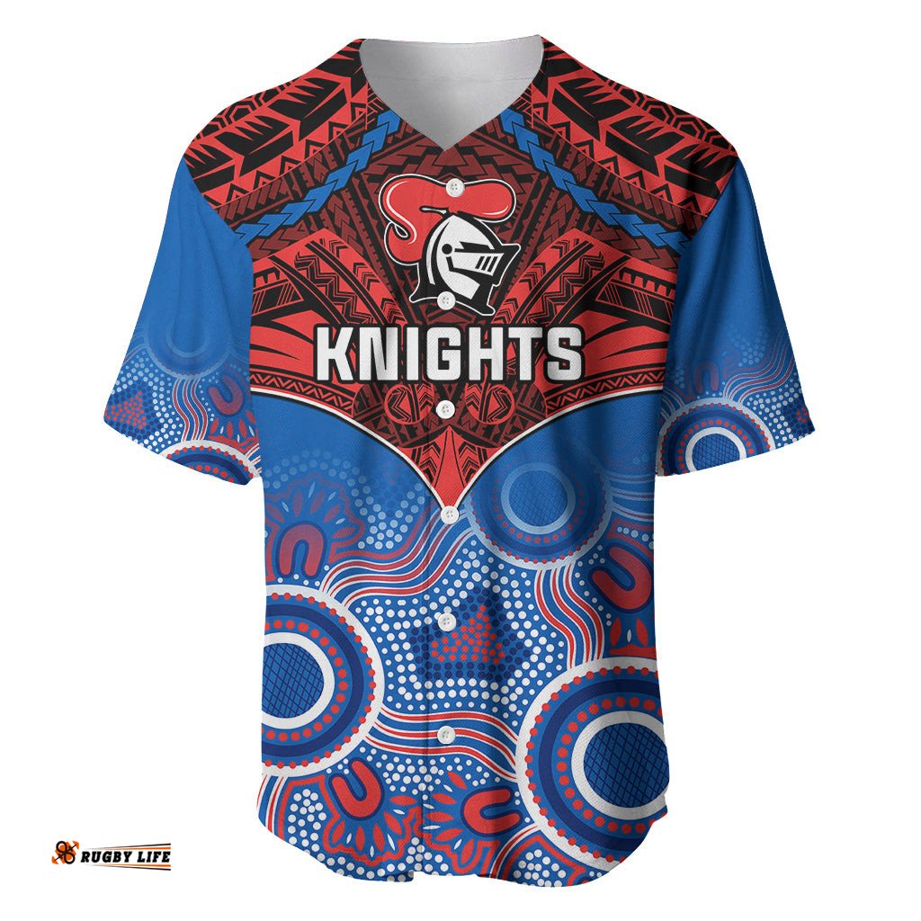 Knights Rugby Baseball Jersey Shirt Aboriginal Mix Polynesian Pattern