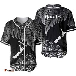 Custom Personalised New Zealand Silver Fern Baseball Jersey Shirt Aotearoa Map Maori Ver.02 01