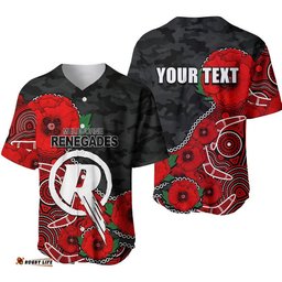 Custom Personalised Anzac Day Renegades Army Mix Aboriginal Baseball Jersey Shirt