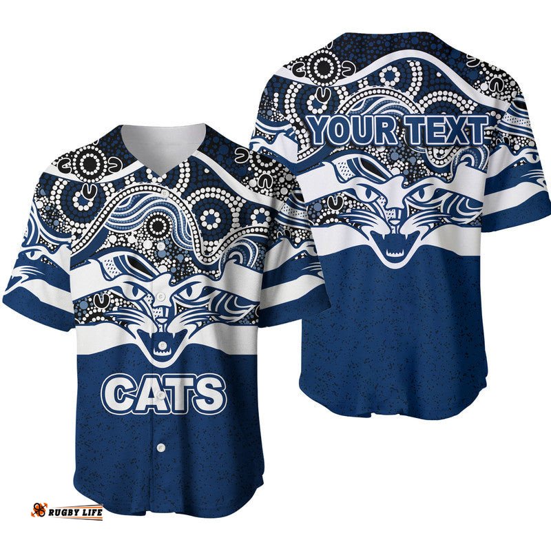 Custom Personalised Geelong Cats Indigenous Basic Style Baseball Jersey Shirt