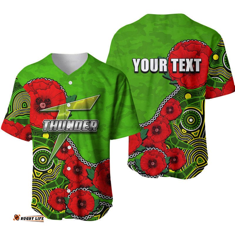 Custom Personalised Anzac Day Sydney Thunder Army Mix Aboriginal Baseball Jersey Shirt