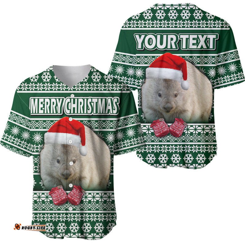 Custom Personalised Australian Wombat Christmas Vibe With Aboriginal Dot Painting Style Baseball Jersey Shirt