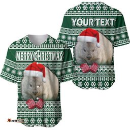 Custom Personalised Australian Wombat Christmas Vibe With Aboriginal Dot Painting Style Baseball Jersey Shirt