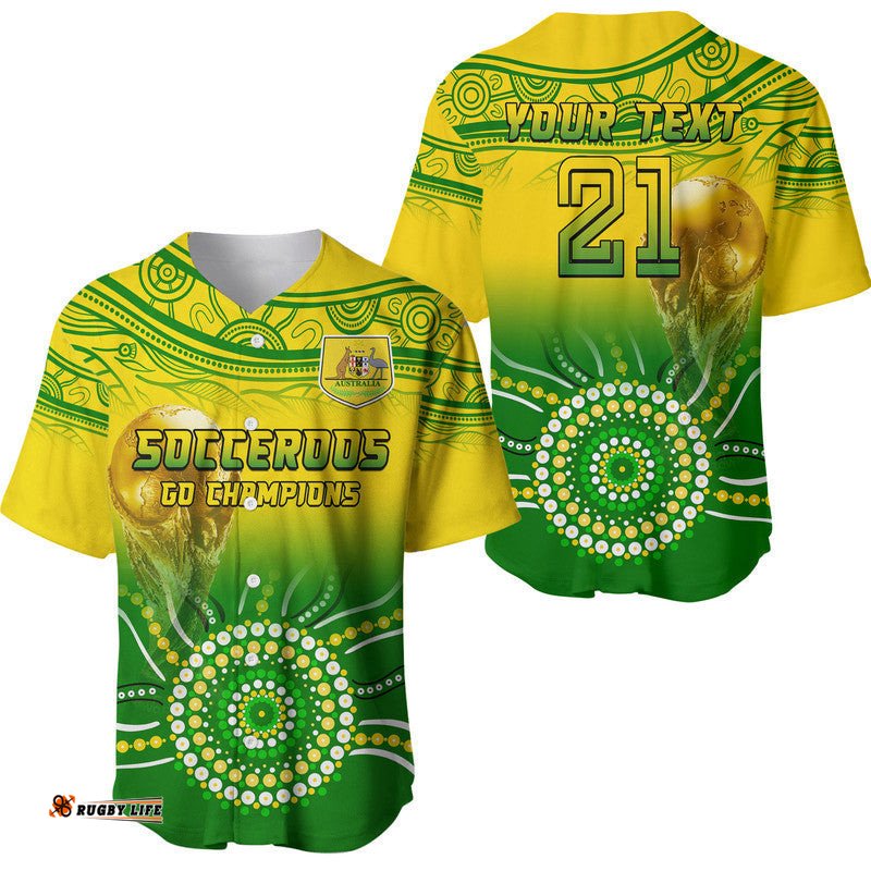 Custom Personalised Australia Soccer Socceroos Go Champions Baseball Jersey Shirt