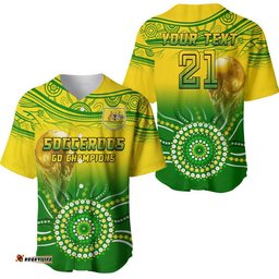 Custom Personalised Australia Soccer Socceroos Go Champions Baseball Jersey Shirt