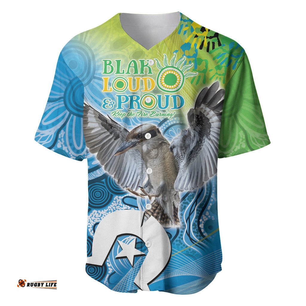 Vivid Kookaburra NAIDOC 2024 Baseball Jersey Shirt Aboriginal Art Style