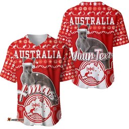 Custom Personalised Australian Kangaroo Christmas Vibe With Aboriginal Dot Painting Style Baseball Jersey Shirt