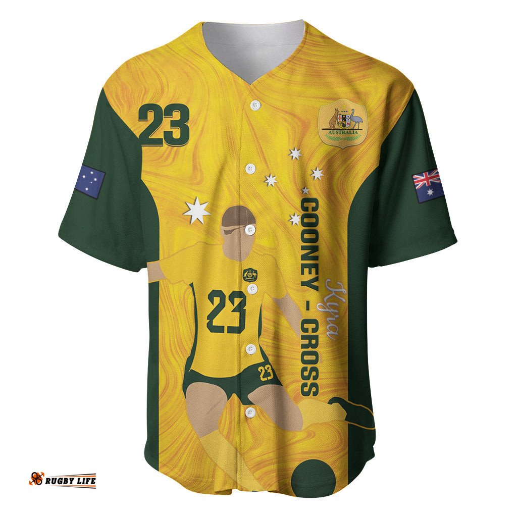 Australia Soccer Baseball Jersey Shirt Cooney Cross Matildas Gold Version
