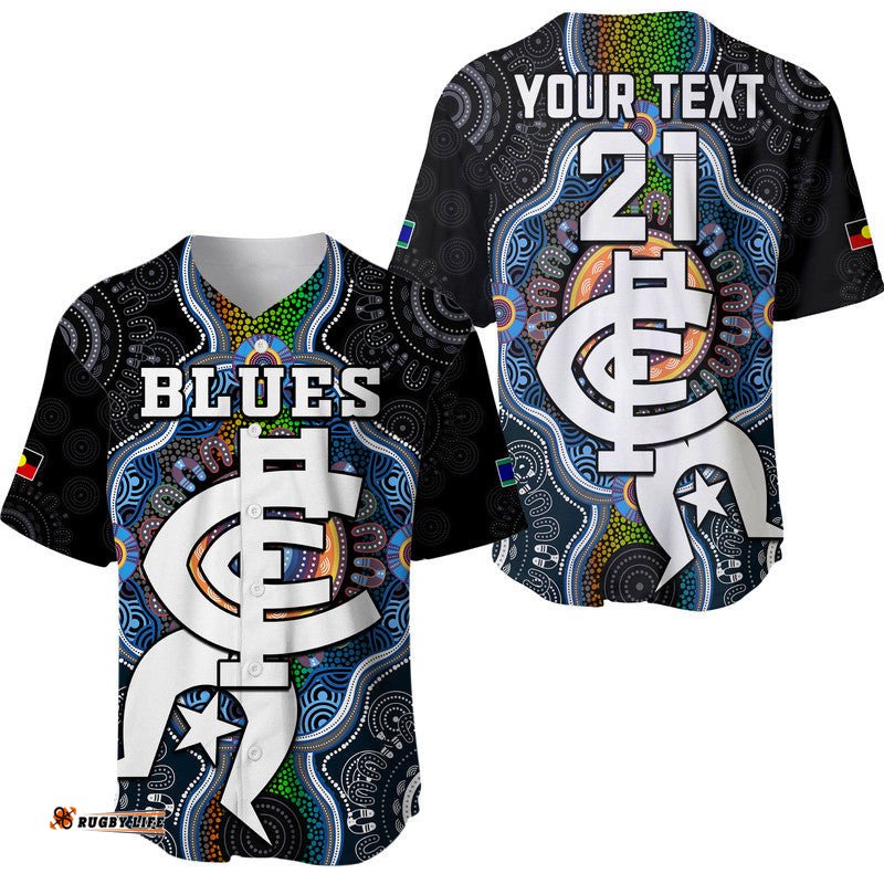 Custom Personalised Blues Football NAIDOC Week Baseball Jersey Shirt Indigenous