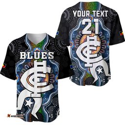 Custom Personalised Blues Football NAIDOC Week Baseball Jersey Shirt Indigenous