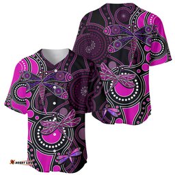 Aboriginal Dragonfly Baseball Jersey Shirt Pink Style