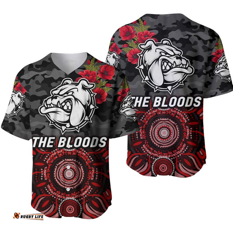 West Football Club Alice Springs ANZAC Baseball Jersey Shirt The Bloods Indigenous Vibes Black