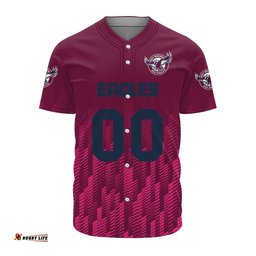 Manly Warringah Sea Eagles Baseball Jersey Shirt Logo Sport Ombre NRL