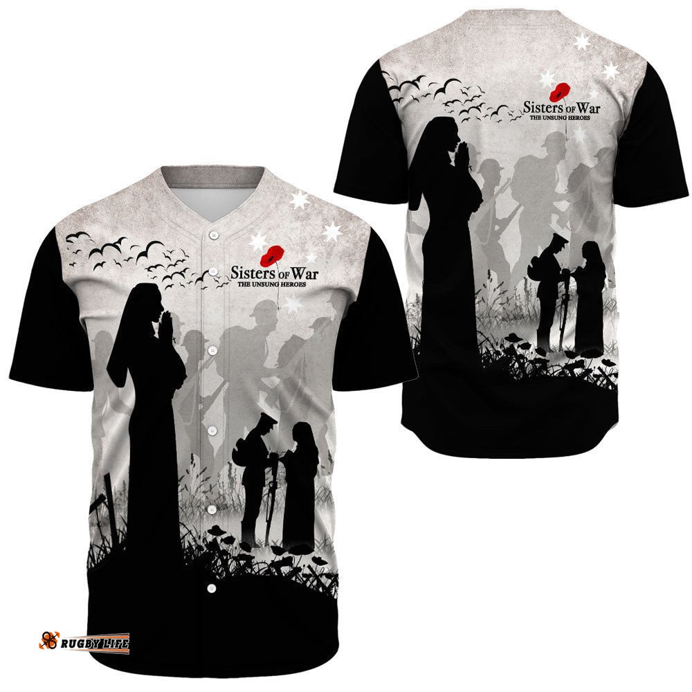 Anzac Day Sisters of War The Unsung Heroes Baseball Jersey Shirt