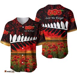 New Zealand Maori ANZAC Baseball Jersey Shirt Poppy Vibes Red