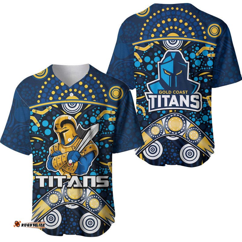 Titans Rugby Baseball Jersey Shirt Boomerang Indigenous Dots