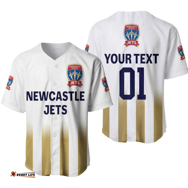 Custom Personalised Newcastle Jets Baseball Jersey Shirt Soccer Club Original Style Blue