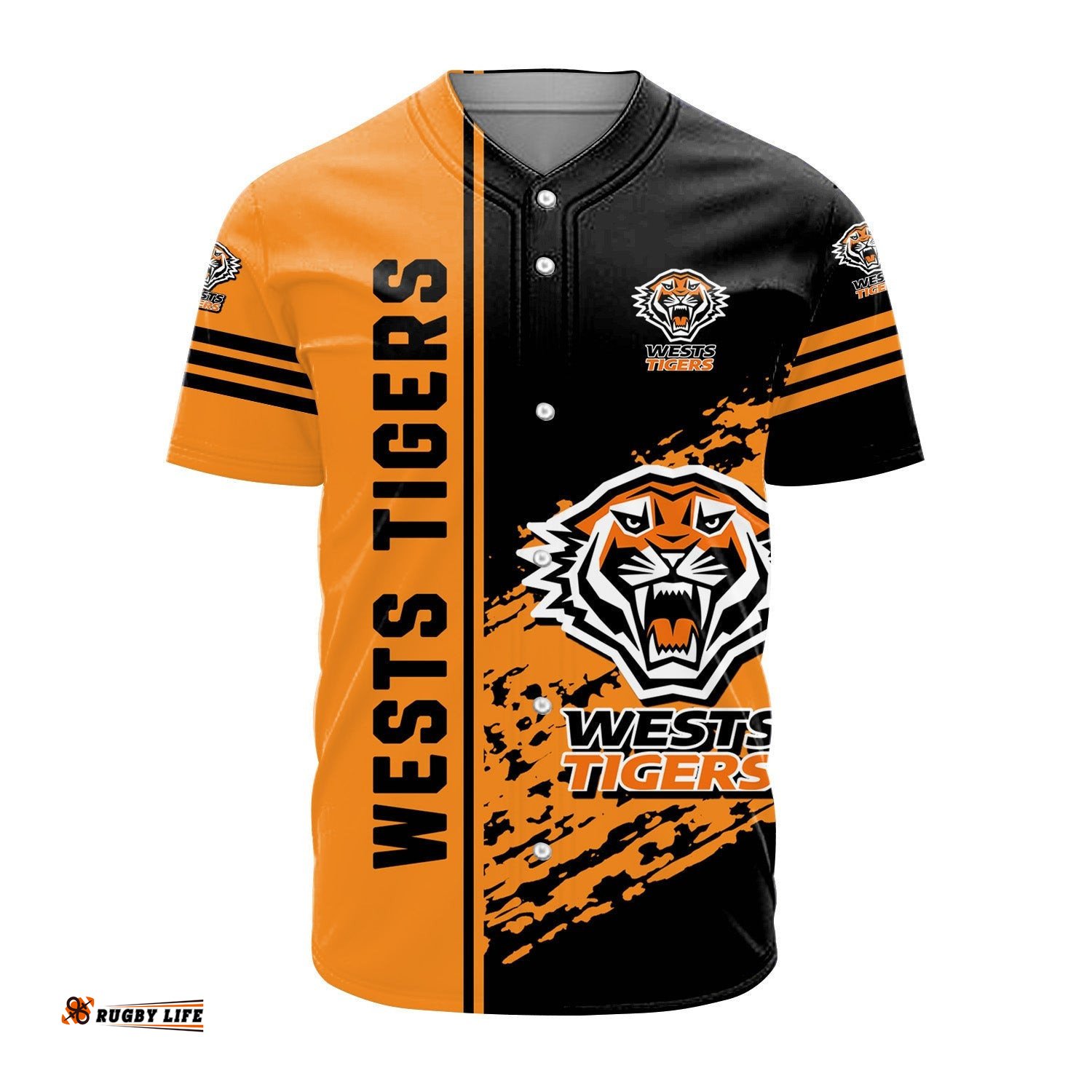 Wests Tigers Baseball Jersey Shirt Quarter Style NRL