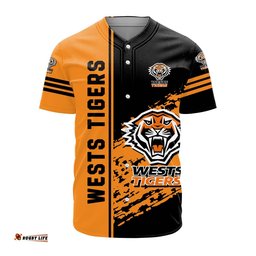 Wests Tigers Baseball Jersey Shirt Quarter Style NRL