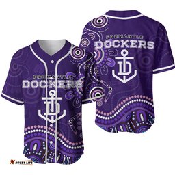 Fremantle Football Club Baseball Jersey Shirt Aboriginal Dot Painting