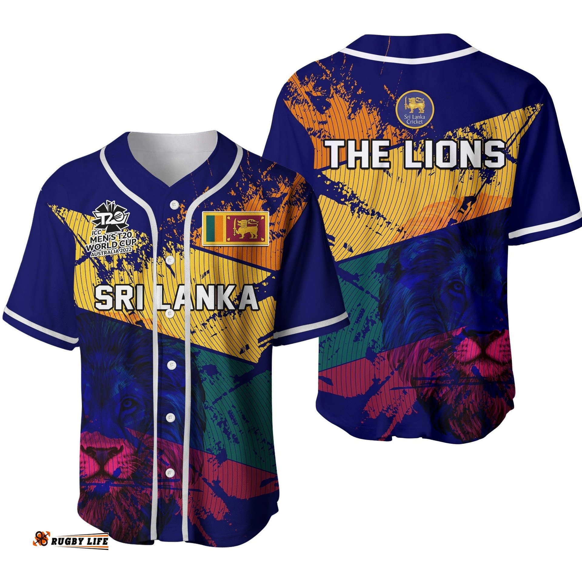 Sri Lanka Cricket Baseball Jersey Shirt The Lions Mens T20 World Cup Ver.02