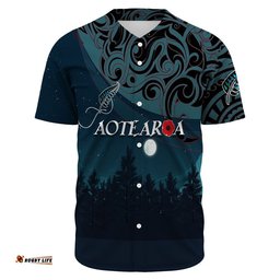 New Zealand Paua Silver Fern Poppy Baseball Jersey Shirt