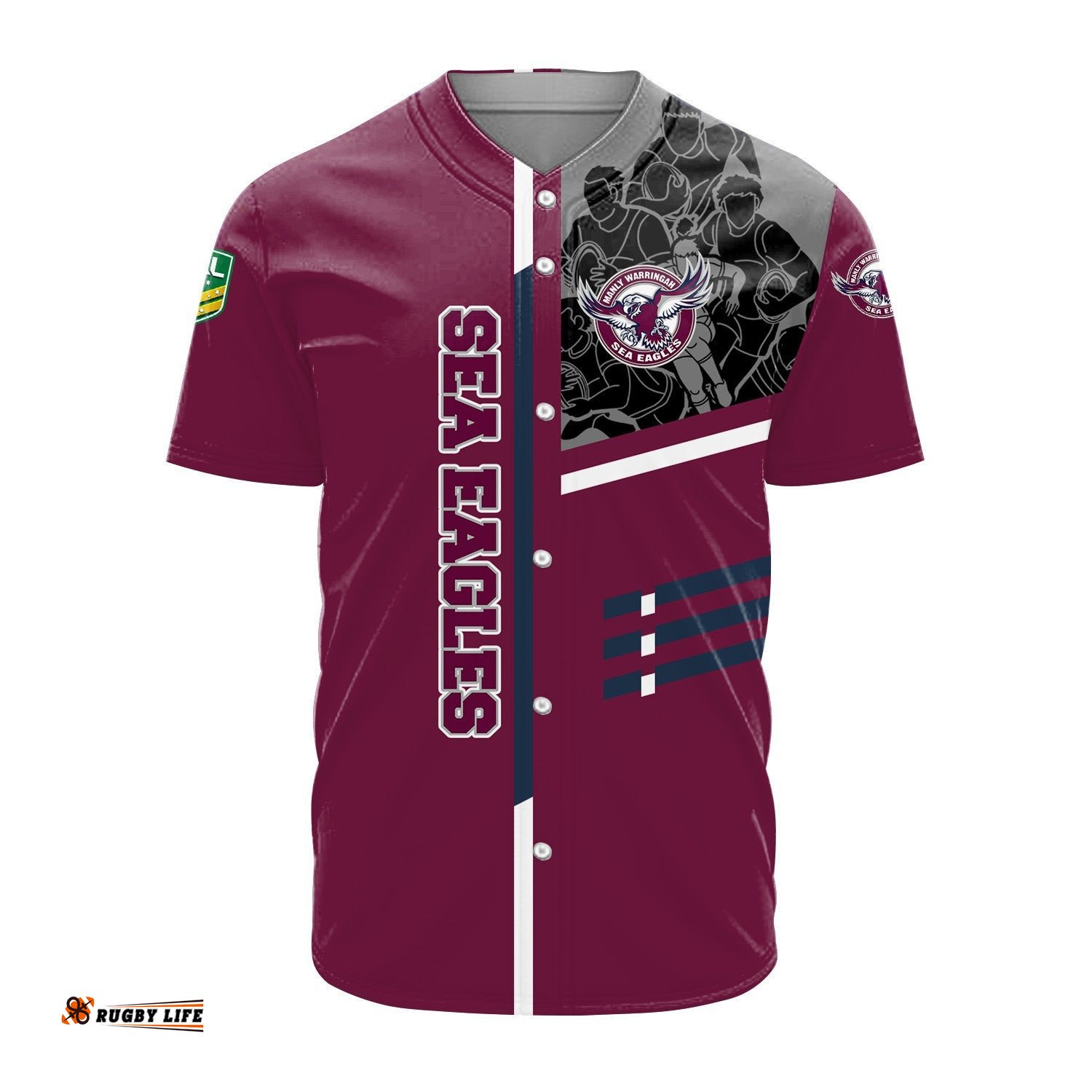 Manly Warringah Sea Eagles Baseball Jersey Shirt Personalized Rugby For Fan NRL