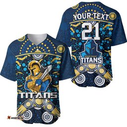 Custom Personalised Titans Rugby Baseball Jersey Shirt Boomerang Indigenous Dots