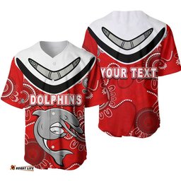 Custom Personalised Dolphins Rugby Aboriginal Boomerang Polo Shirt Baseball Jersey Shirt