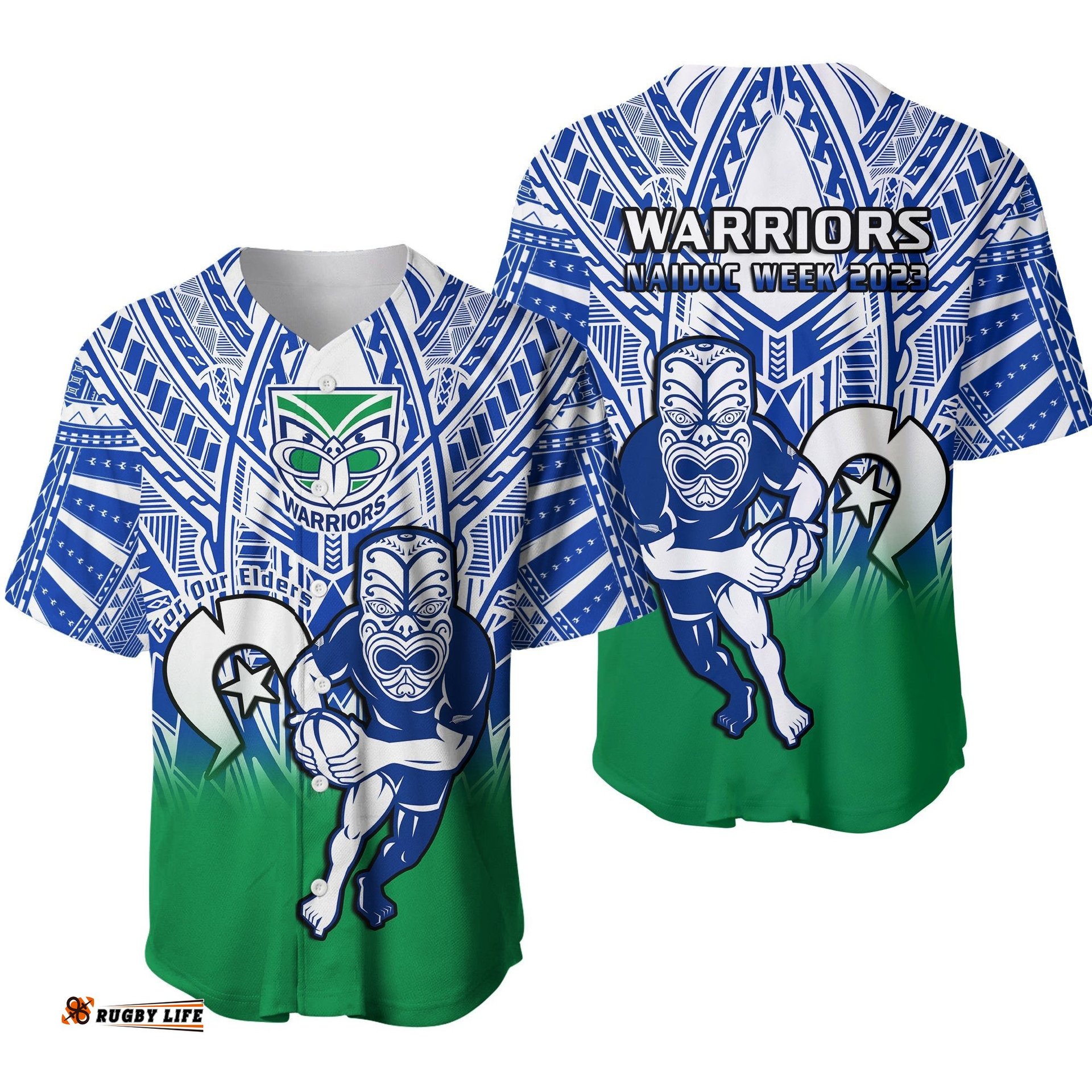 Warriors Rugby NAIDOC Baseball Jersey Shirt New Zealand Tiki For Our Elders Ver.01