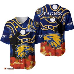 Eagles Football ANZAC Baseball Jersey Shirt West Coast Indigenous Mix Poppy Camouflage Ver.01