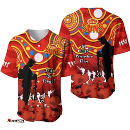 Gold Coast Football ANZAC Baseball Jersey Shirt Suns Aboriginal Mix Poppy Camouflage Ver.01