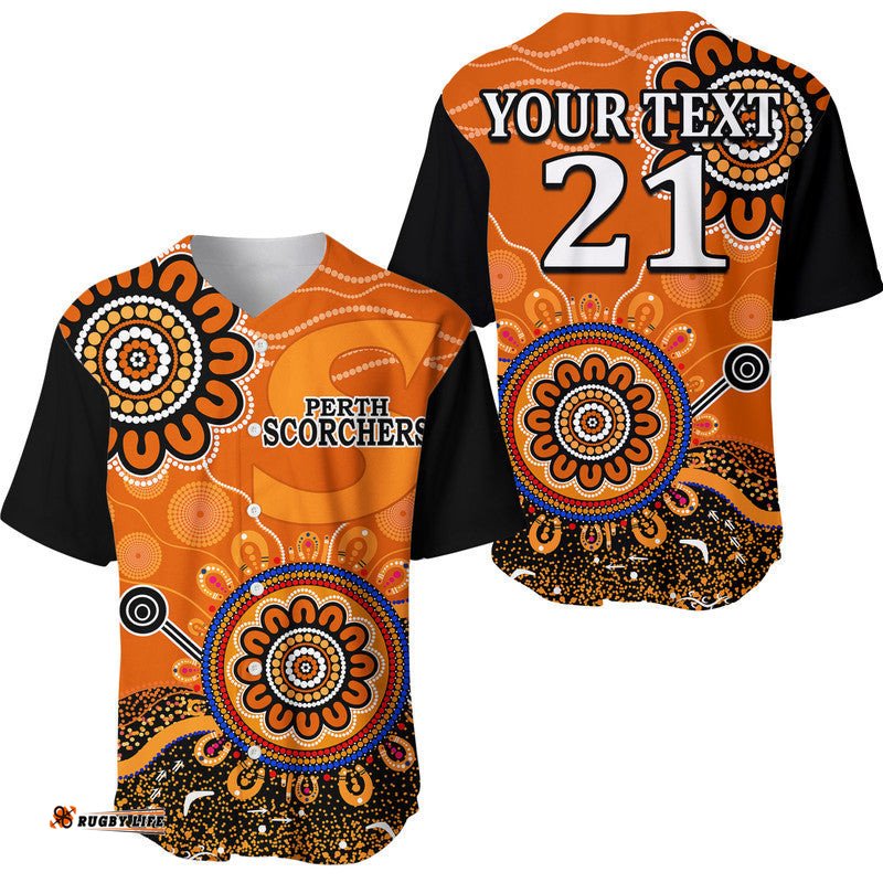 Custom Personalised Perth Scorchers Baseball Jersey Shirt Cricket Indigenous Aboriginal